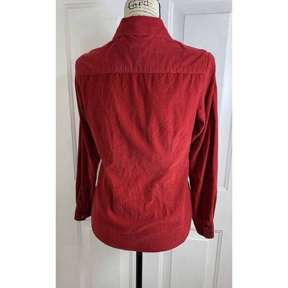 J Jill Womens Blouse Top Sz XS Red Corduroy Button Up Long Slv Shirt w/Pintucks - Picture 6 of 10